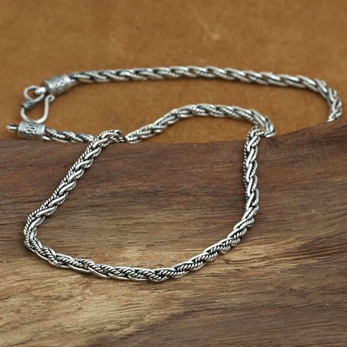 4 mm Men's Sterling Silver Rope Chain 18"-24"