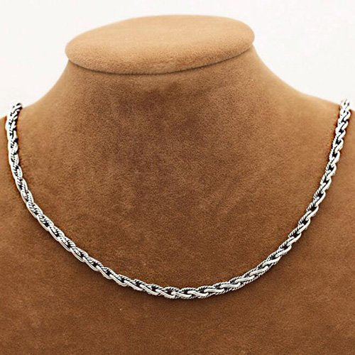 4 mm Men's Sterling Silver Rope Chain 18"-24"