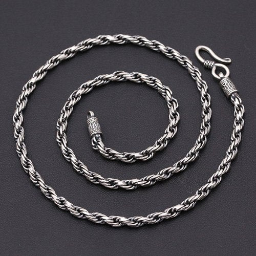 4 mm Men's Sterling Silver Rope Chain 18"-24"