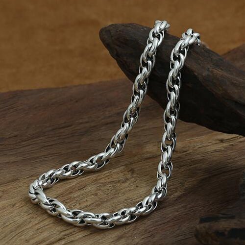 6 mm Men's Sterling Silver Rope Chain 20"-24"