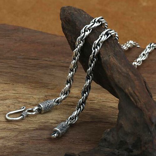 4 mm Men's Sterling Silver Rope Chain 18"-24"