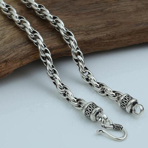 6 mm Men's Sterling Silver Rope Chain 20"-24"