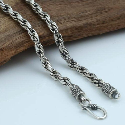 4 mm Men's Sterling Silver Rope Chain 18"-24"