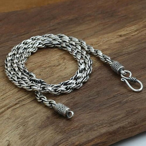 4 mm Men's Sterling Silver Rope Chain 18"-24"