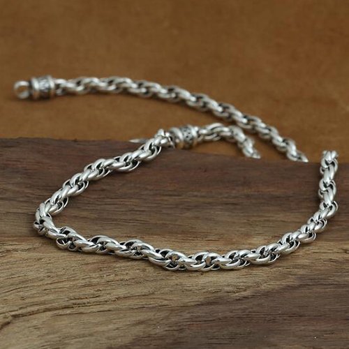 6 mm Men's Sterling Silver Rope Chain 20"-24"