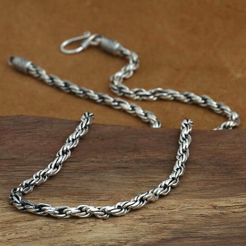 4 mm Men's Sterling Silver Rope Chain 18"-24"