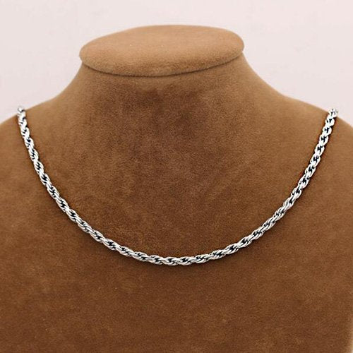 4 mm Men's Sterling Silver Rope Chain 18"-24"