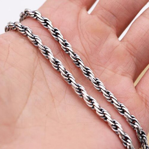 4 mm Men's Sterling Silver Rope Chain 18"-24"