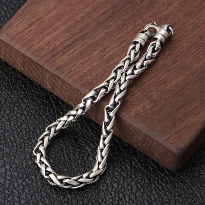 Pulsera de cadena de cuerda trenzada de plata de ley para hombre