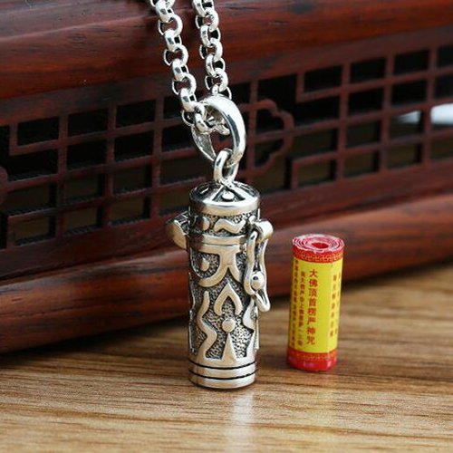 Men's Sterling Silver Scriptures Box Necklace