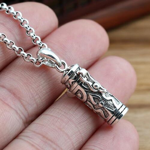 Men's Sterling Silver Scriptures Box Necklace