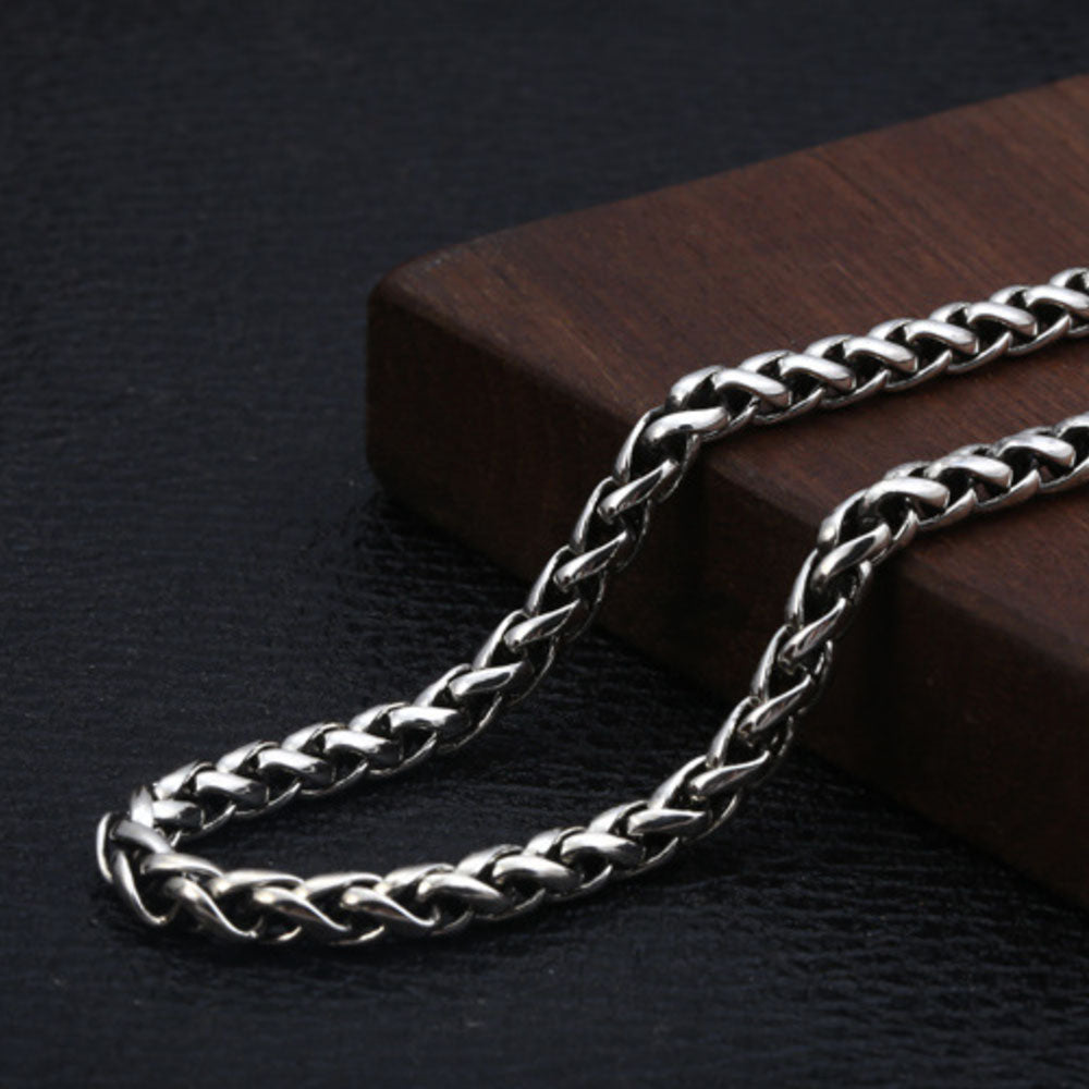 5 mm Men's Sterling Silver Six True Words Mantra Braided Chain 20"-30"