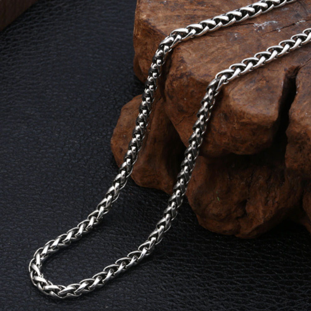 5 mm Men's Sterling Silver Six True Words Mantra Braided Chain 20"-30"