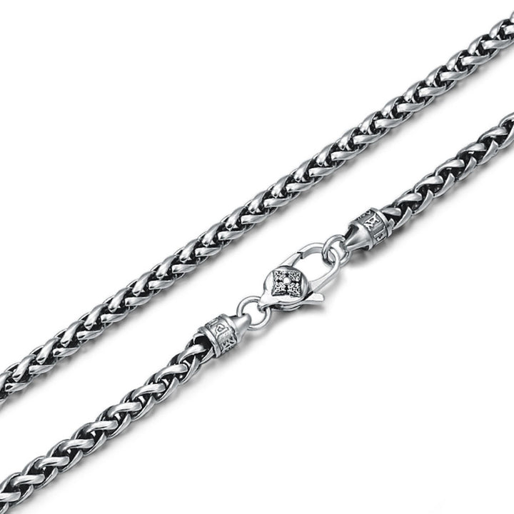 5 mm Men's Sterling Silver Six True Words Mantra Braided Chain 20"-30"