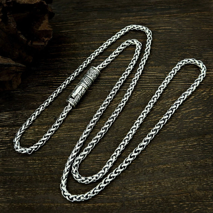 Men’s Sterling Silver Six True Words Mantra Chopin Chain