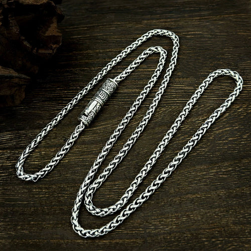 Men’s Sterling Silver Six True Words Mantra Chopin Chain