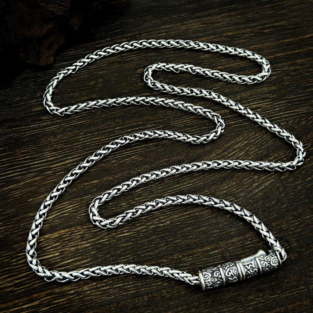 Men’s Sterling Silver Six True Words Mantra Chopin Chain