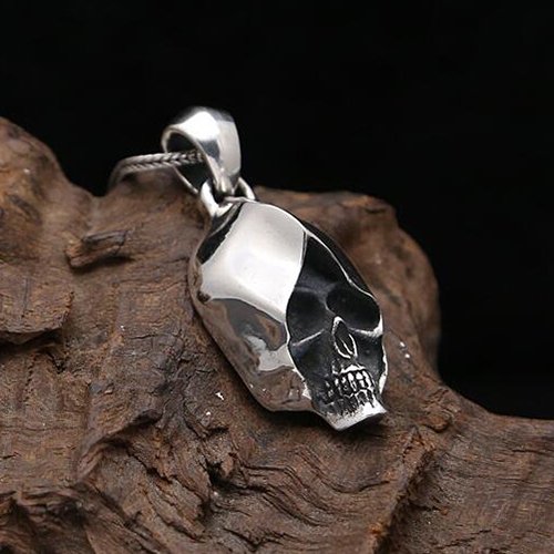 Sterling Silver Skull Necklace, Mens Silver Jewellery, Minimalist Skull Necklace, Mens Jewelry Skull online Necklace