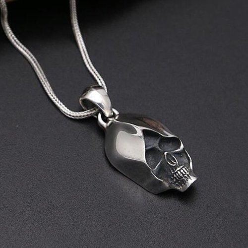 Men's Sterling Silver Skull Pendant Necklace