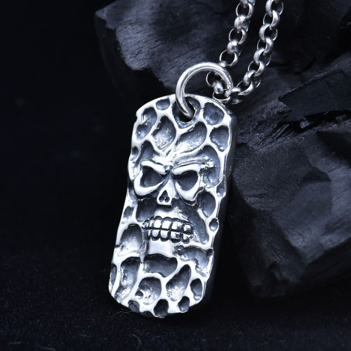 Collier avec pendentif tête de mort en argent sterling pour hommes