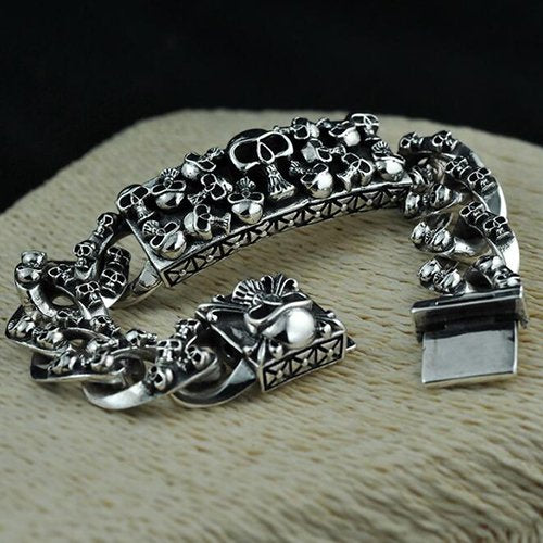 Men's Sterling Silver Skulls Bracelet