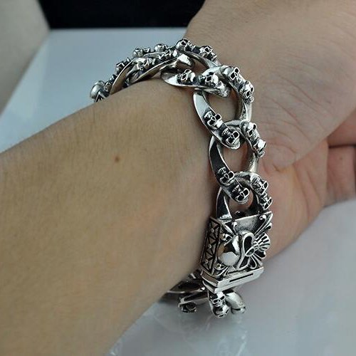 Men's Sterling Silver Skulls Bracelet