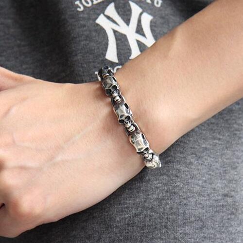 Men's Sterling Silver Skulls Bracelet