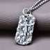 Men's Sterling Silver Skulls Tag and Cross Necklace