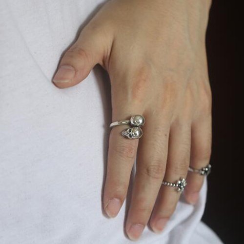 Men's Sterling Silver Skulls Wrap Ring