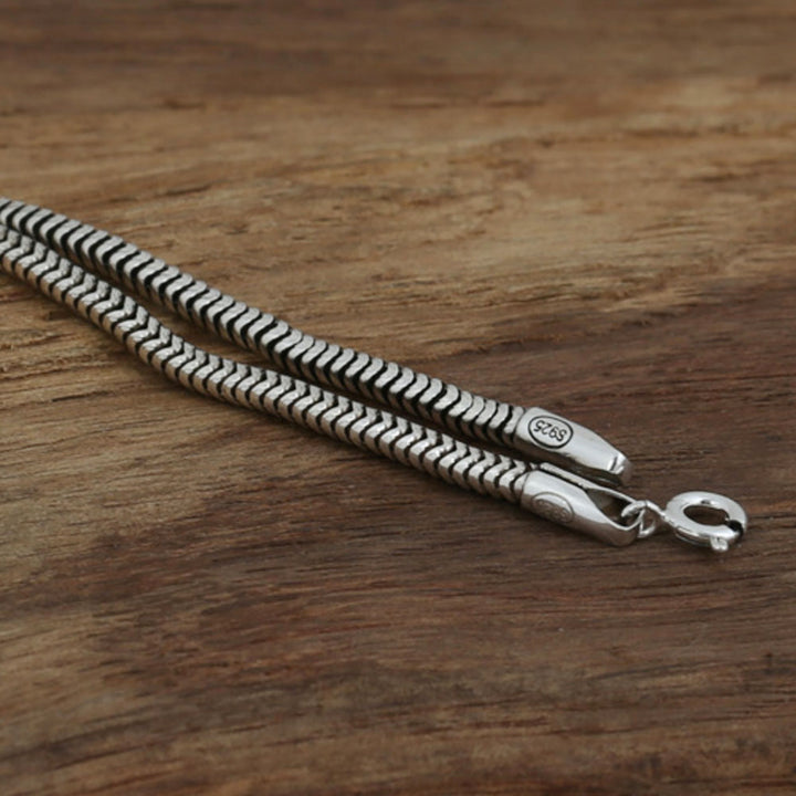 Cadena de serpiente de plata de ley de 3 mm para hombre, 18"-28"