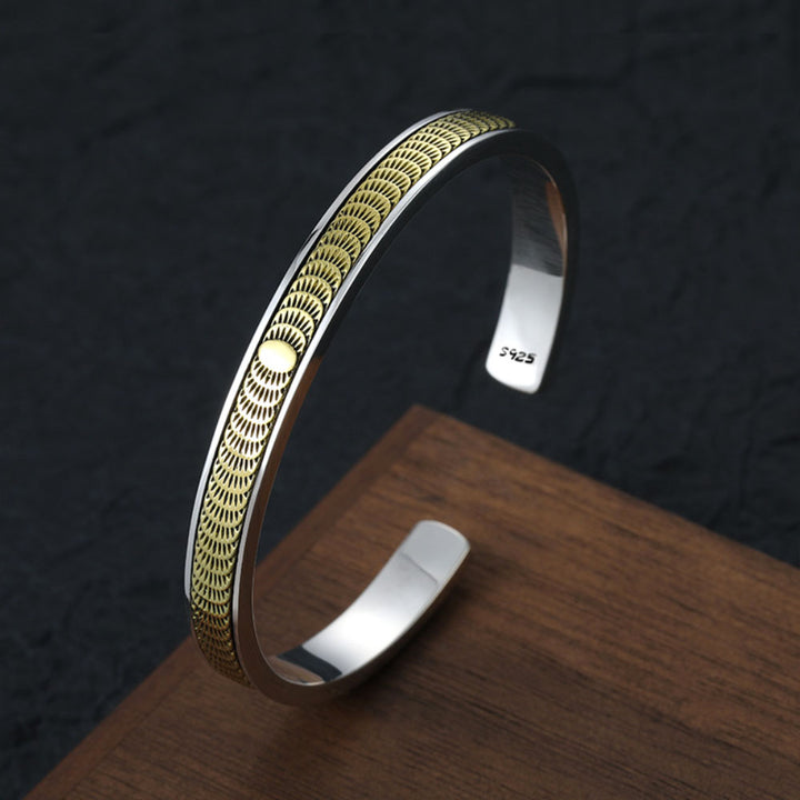 Men's Sterling Silver Solar Eclipse Cuff Bracelet