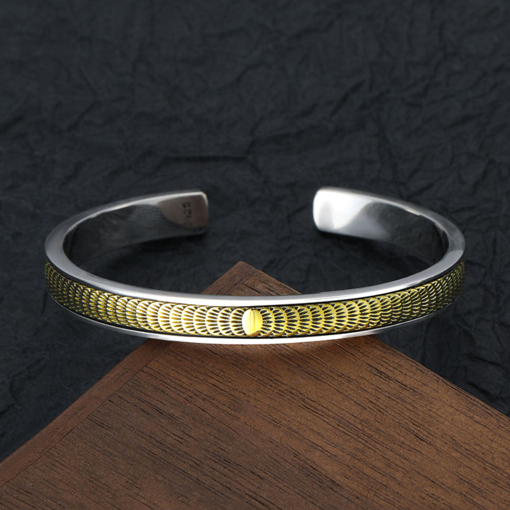 Men's Sterling Silver Solar Eclipse Cuff Bracelet