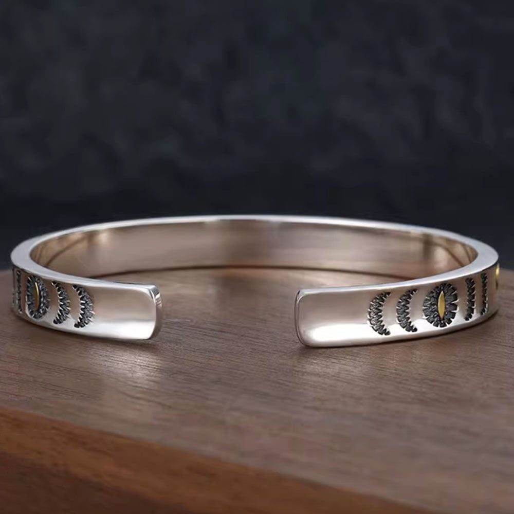 Men's Sterling Silver Solar Eclipse Cuff Bracelet