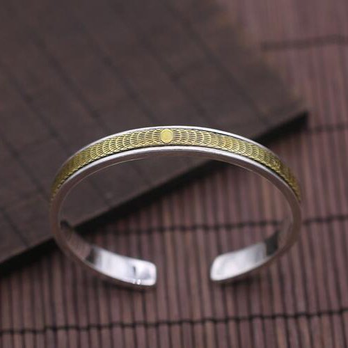 Men's Sterling Silver Solar Eclipse Cuff Bracelet