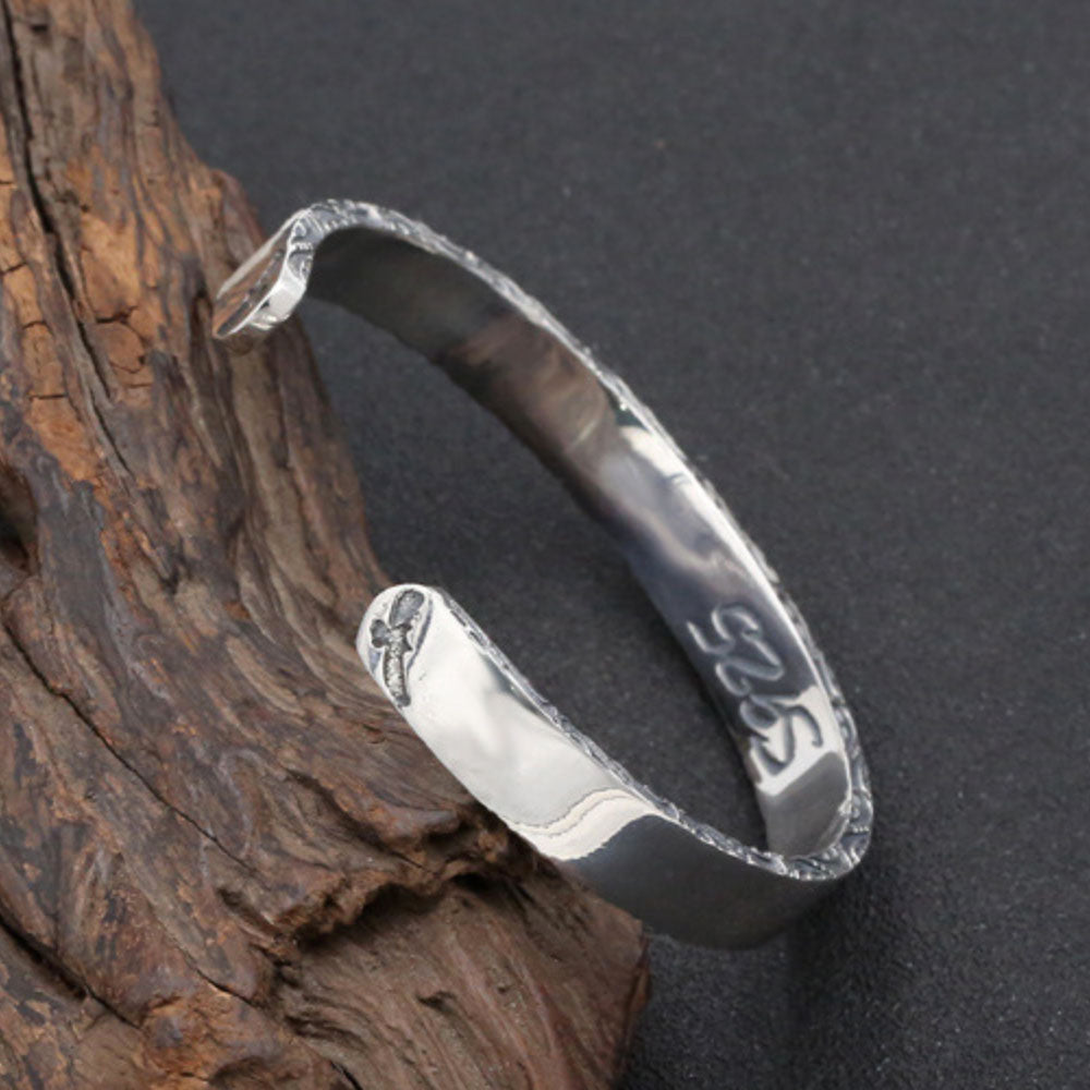 Brazalete de plata de ley con rayos de sol para hombre