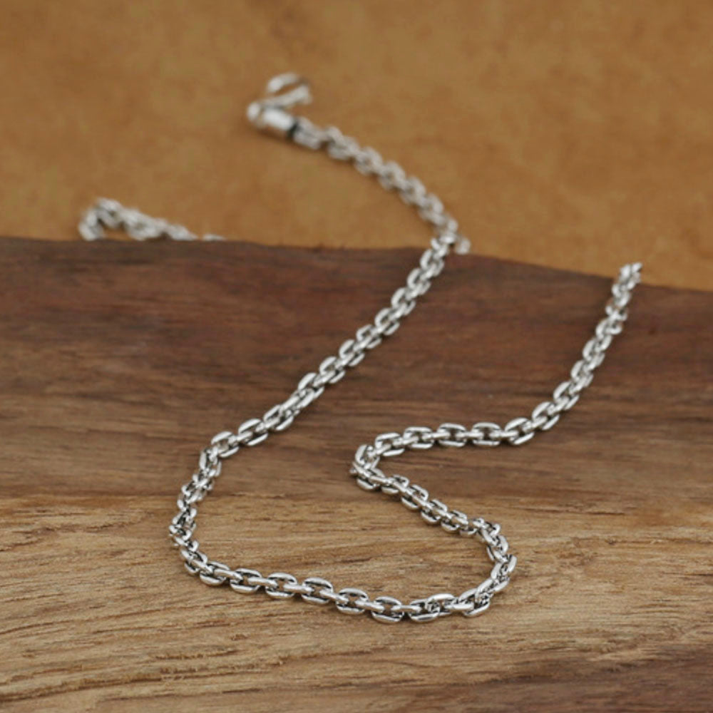 2.5 mm Men's Sterling Silver Thai Anchor Link Chain 18"-30"