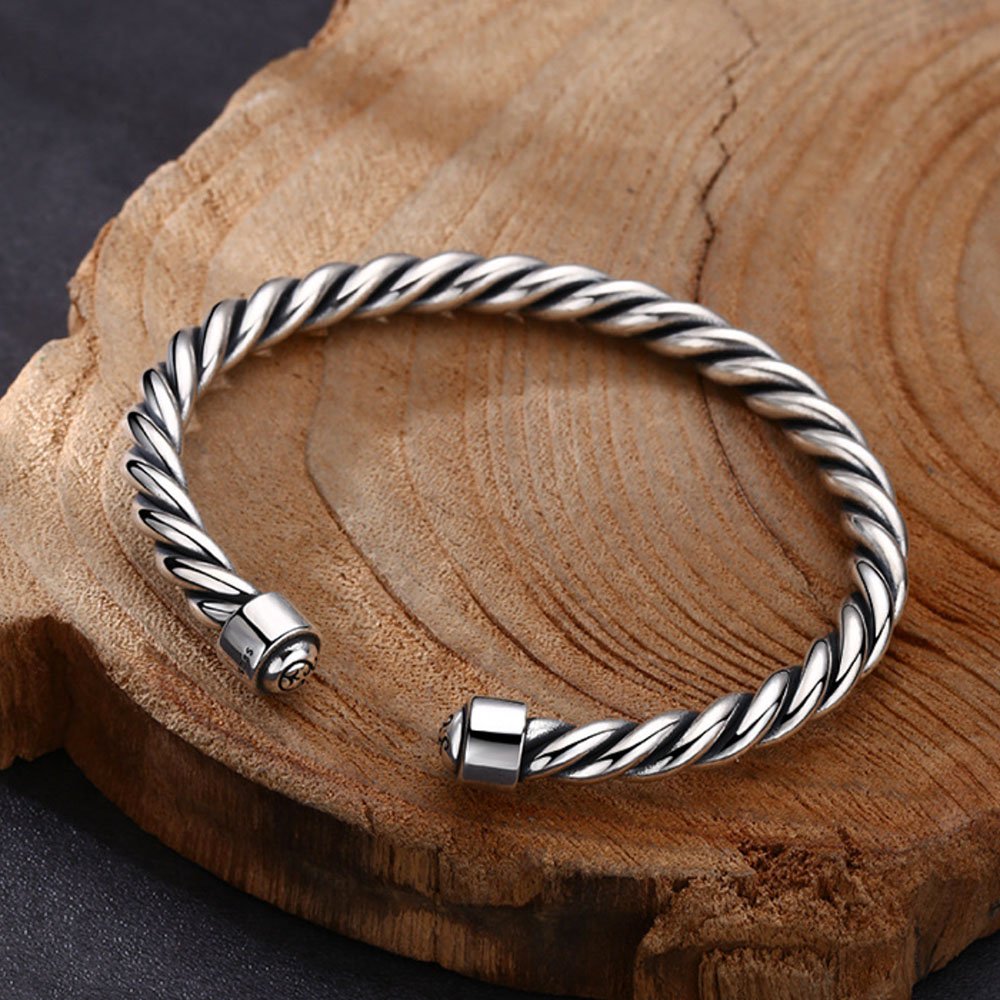 Men's Sterling Silver Twist Cuff Bracelet