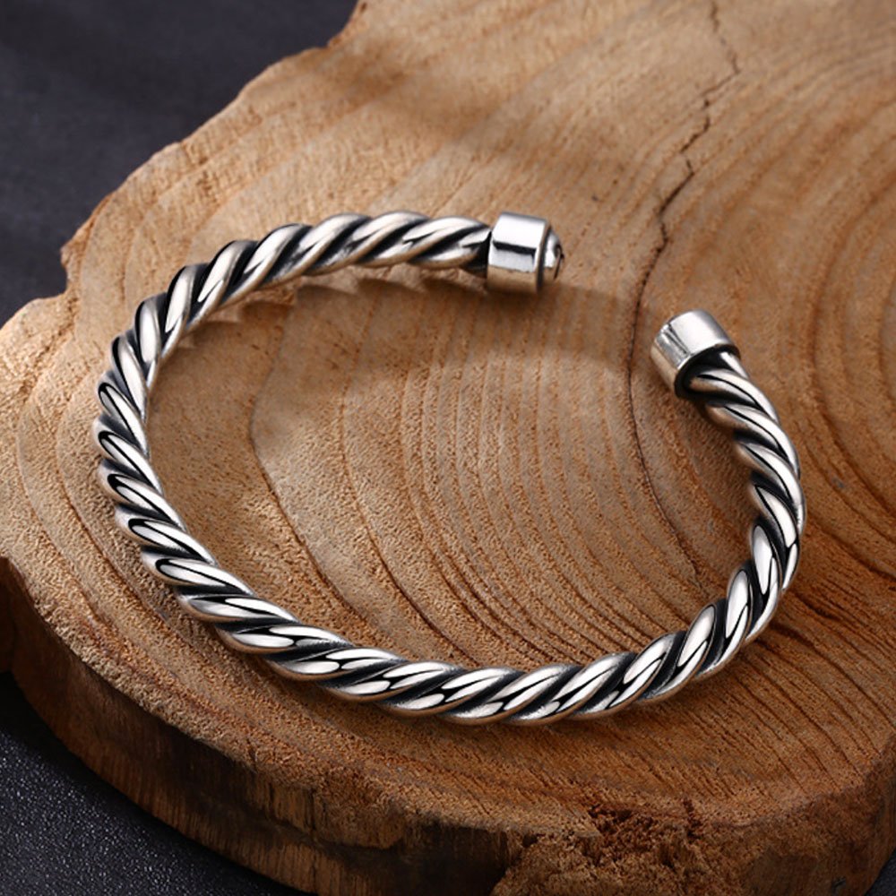 Men's Sterling Silver Twist Cuff Bracelet