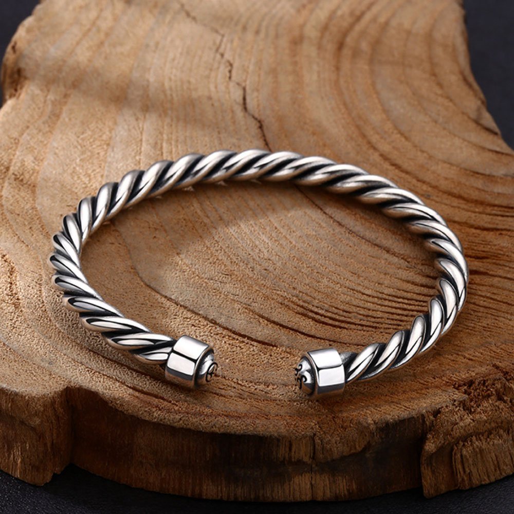 Men's Sterling Silver Twist Cuff Bracelet