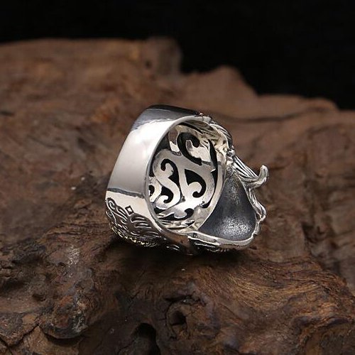 Men's Sterling Silver Two-Faced Skull Ring