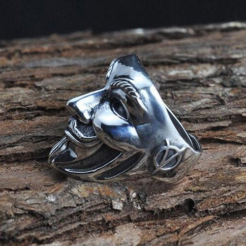 Men's Sterling Silver V for Vendetta Mask Ring - Jewelry1000.com