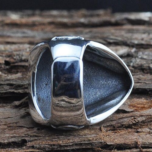 Men's Sterling Silver V for Vendetta Mask Ring - Jewelry1000.com