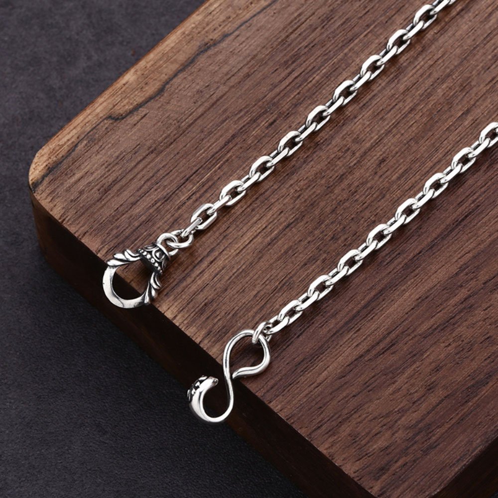 Men's Sterling Silver Vajra Pendant Anchor Chain Necklace