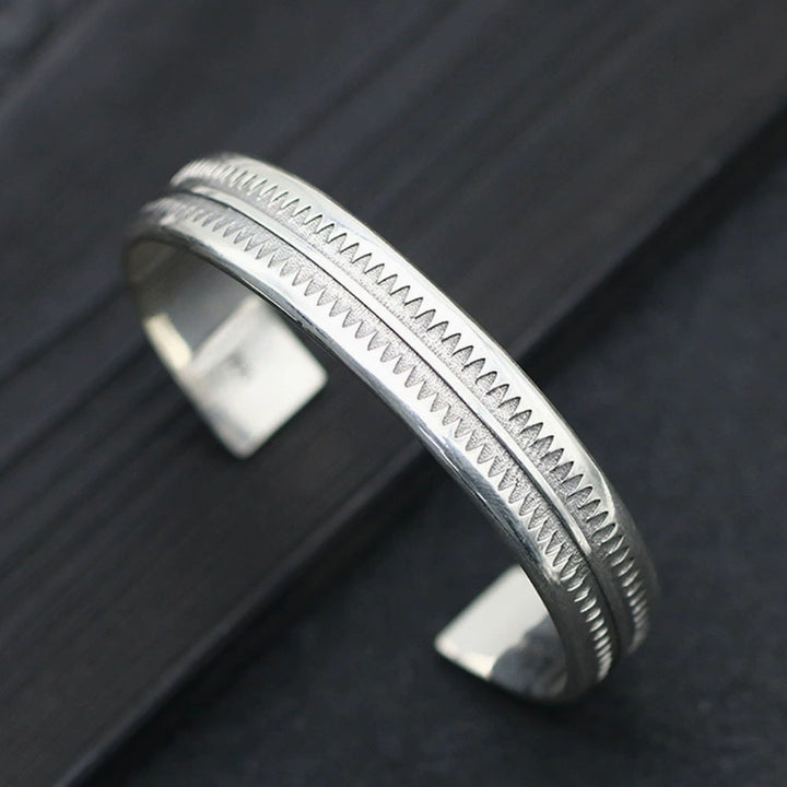 Men's Sterling Silver Zigzag Pattern Cuff Bracelet