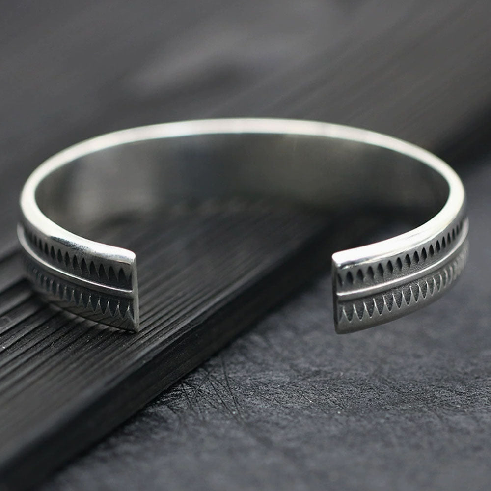 Men's Sterling Silver Zigzag Pattern Cuff Bracelet