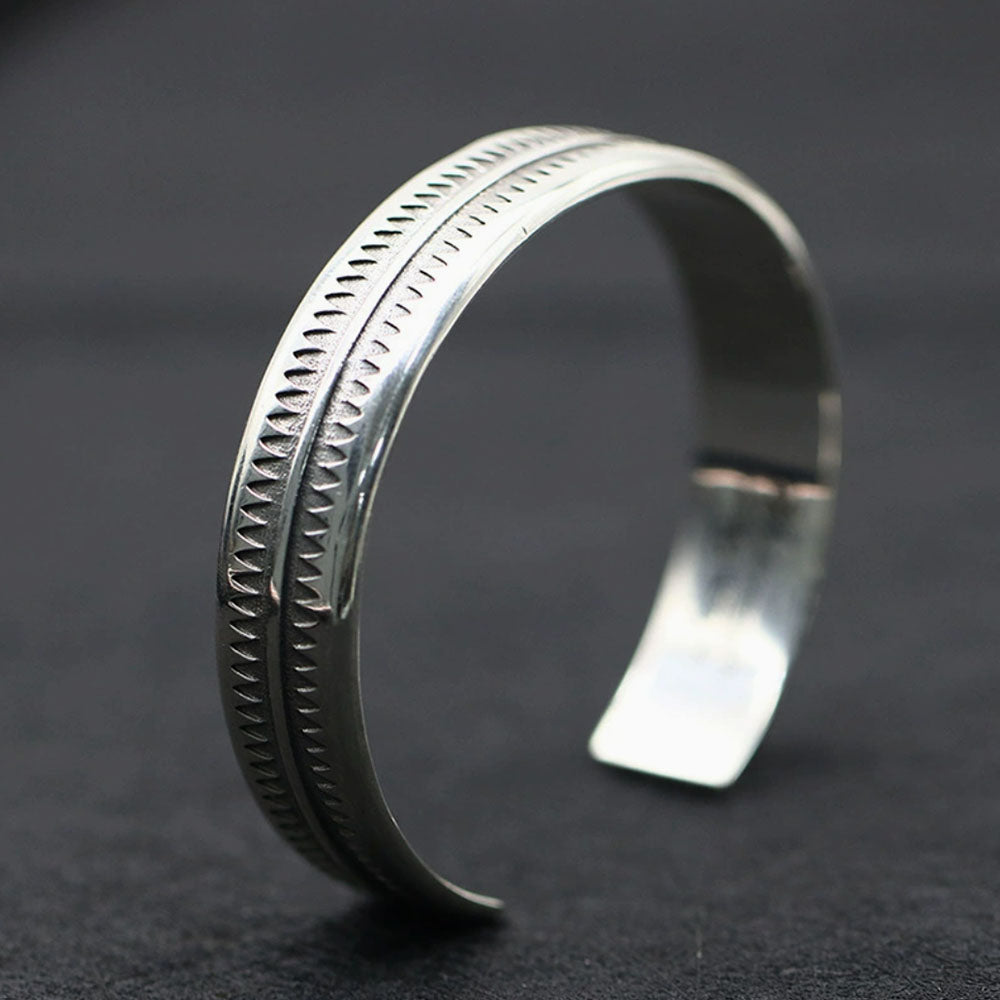 Men's Sterling Silver Zigzag Pattern Cuff Bracelet