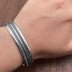 Men's Sterling Silver Zigzag Pattern Cuff Bracelet