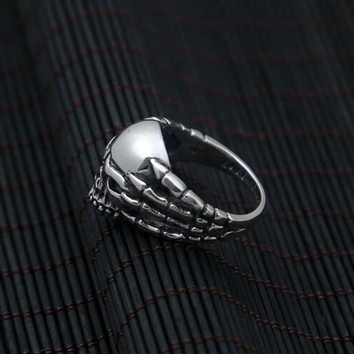 Men's Sterling Silver Red Eye Skull Ring