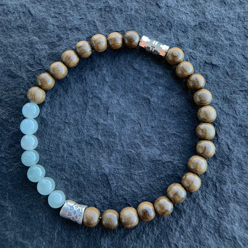 Men’s Sandalwood and Jadeite Jade Bead Bracelet