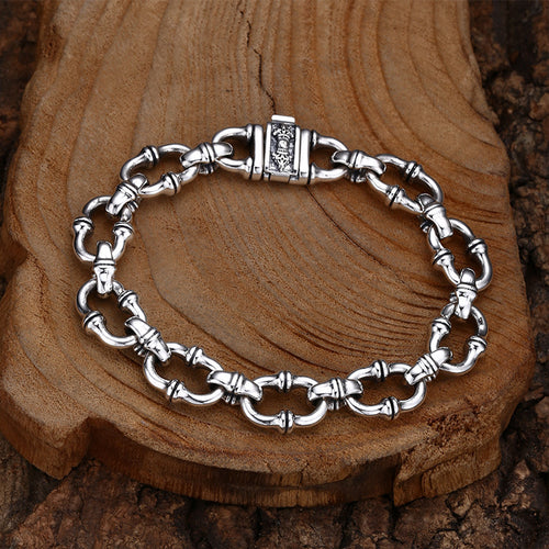 Men’s Sterling Silver Bamboo Link Chain Bracelet